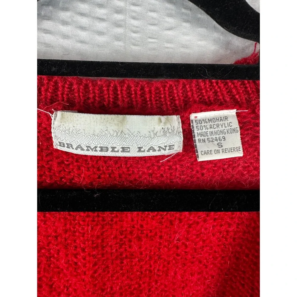 Vintage Bramble Lane Red Knit Cardigan 3 Button Front‎ Pockets Size SMALL